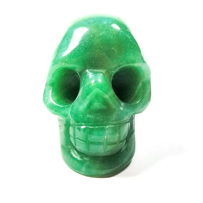 Huiying Natural 2 Inch Hand Carved Green Aventurine Stone Skulls Head for Decoration Crafts