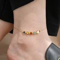 Minimalist 18K Gold Plated Anklet Beads Enamel Smile Face Anklet 316L Stainless Steel Anklets for Women