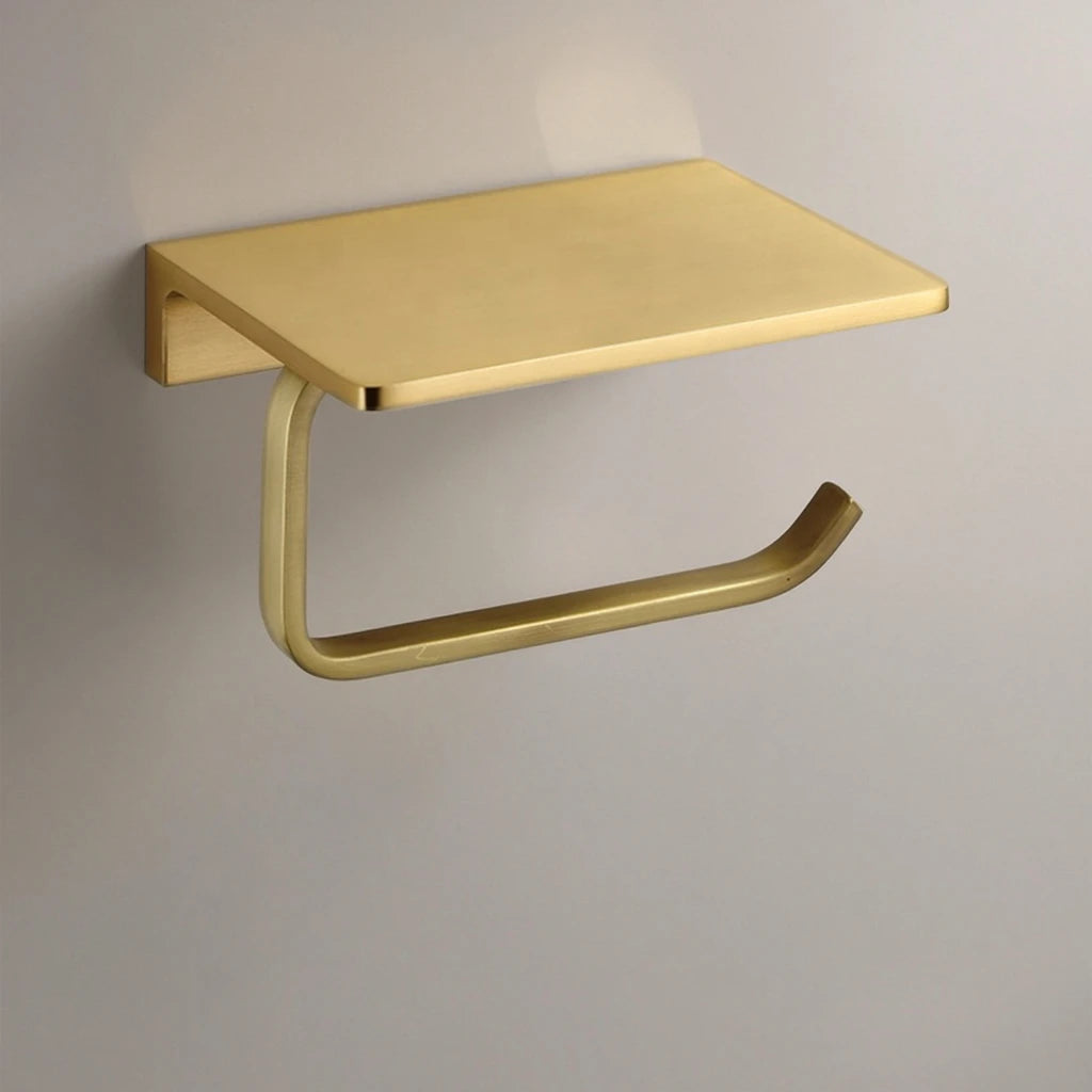 Modern Style Matte Black Toilet Paper Holder with Wall Mount Tissue Roll Hanger Phone Platform for Hotel Bathroom Hardware Set