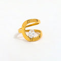 18K High End Plain Gold Stainless Steel Double-Layer Band Rings Dainty Goose Egg Zirconia Simple Trendy Unisex Jewelry Parties