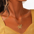 Fashion Personalized 18k Gold Plated Initial Letter M a Pendant Stainless Steel Necklace with Cute Butterfly Charms for Girls