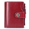 Luxury Trifold RFID Blocking Genuine Leather Folding Modern Short Wallet Credit Card Holder Mini Money Clips Woman's Wallets
