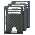 Custom Logo Push up Card Holder Men and Women Slim Leather Carbon Fiber RFID Wallet