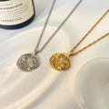 Vintage Diamond Sun Moon Abstract Pendant Necklace Fashion Jewelry Stainless Steel Gold Plated 18k Necklace