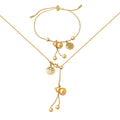 Ethnic Style Gourd Tassel Necklace Bracelet Adjustable Set Jewelry