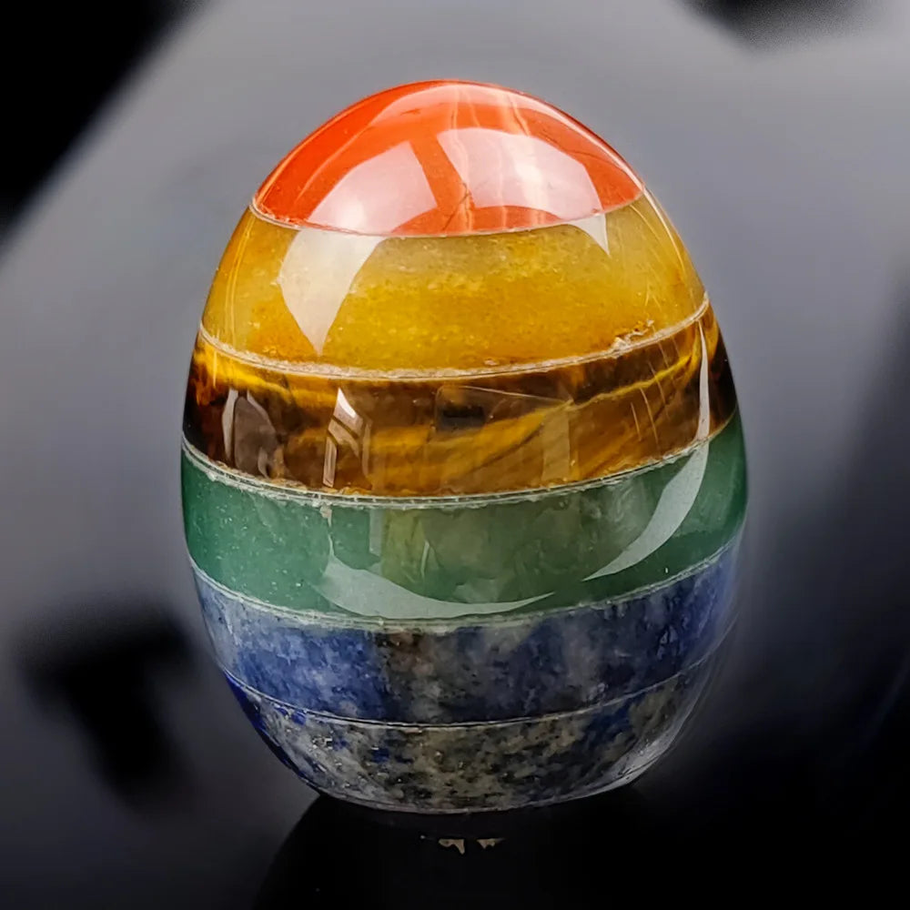 Natural 7 Chakra Egg Ellipse Gemstone Balls Handmade Colorful Crystal for Home Craft Energy Healing Love Style Decoration
