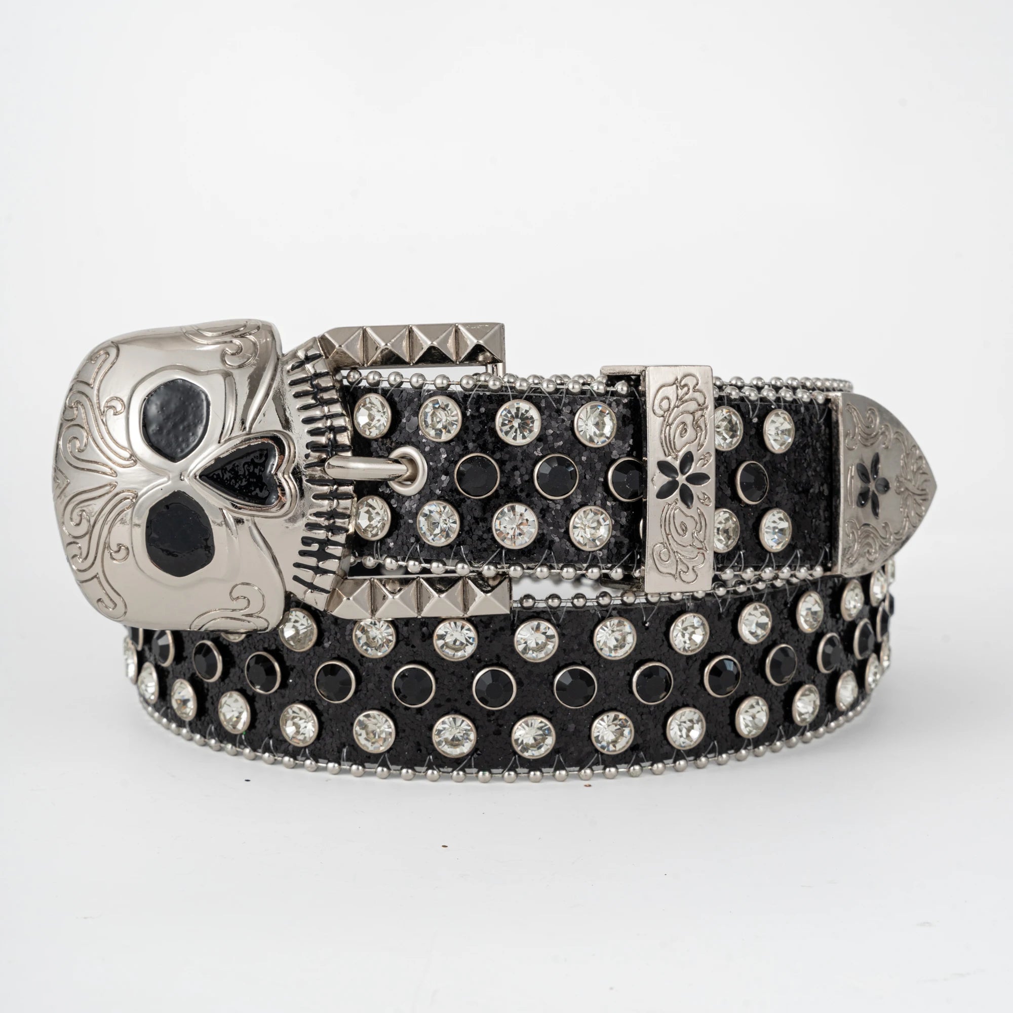 Women's Rhinestone Western Alloy Studded Chain Crystal Belt with Adjustable Plate Buckle-Y2K Style