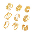 Wholesale Accessories Women Rings Waterproof Jewelry Textured Open Bands Heart Leaf Designer Gold Plated Adjustable Rings