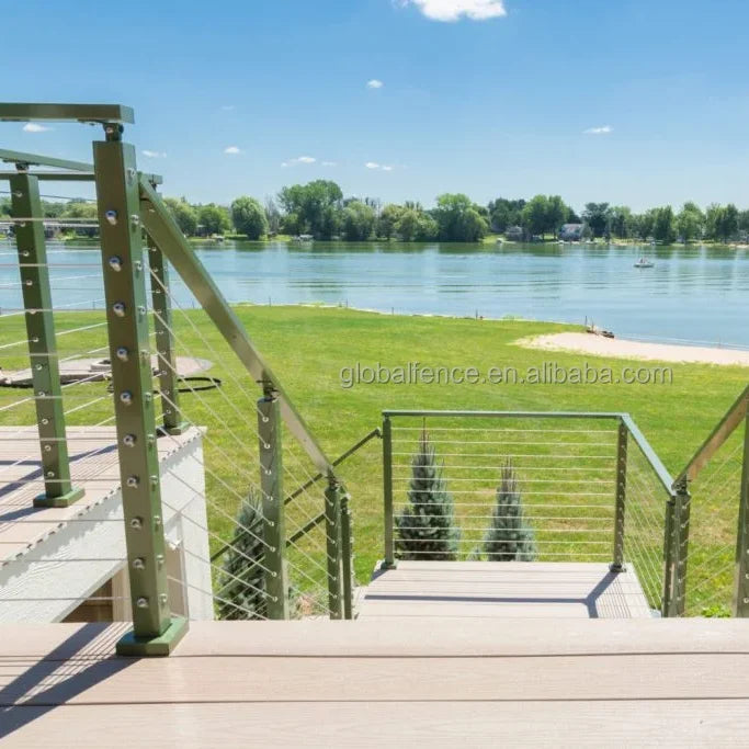 Reilbu Top-ranked Wire Rope Stainless Railing Balcony Fencing 42" Cable Railing Deck Posts