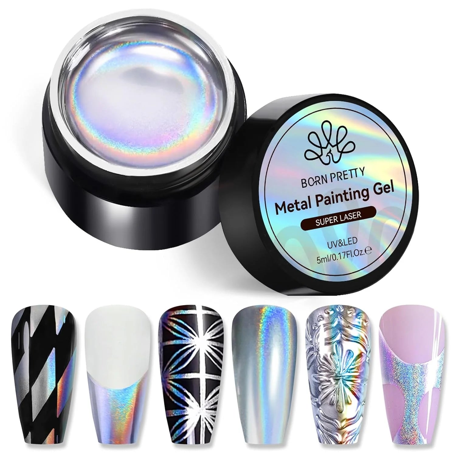 BORN PRETTY 5ml Super Laser Metallic Painting Gel Nail Polish Holographics Mirror Effect Draw Nail Art Gel