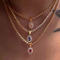 INS Iced Out Tennis Necklace Full Pava Cubic Zircon Diamond Chain Necklace Aaa Crystal Diamond Choker Zircon Pendent Necklace