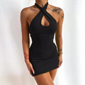 OEM Items China Summer Sleeveless Hollow Out Dress Ladies Casual 2022 Halter Dress