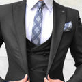Latest One Button Handsome Groom Tuxedos Men Suits Black Blue Wedding/Prom/Dinner Best Man Blazer(Jacket+Pants+Vest)