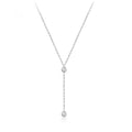 Original 925 Sterling Silver Long Tassel Round CZ Chain Necklace for Women Wedding Party Jewelry