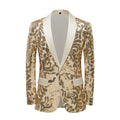 Youth Green Sequins Men's Suit Solid Color Fashion Sequined Long Sleeve Shawl Lapel Casual Suit Coat Jacket Out Wear