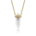 Gemnel New Arrival Recycled Sterling Silver Evil Eye White clear Quartz Crystal Diamond Necklace