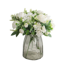 Hot sale bridal bouquet silk 6 heads hydrangea peony artificial flower bouquet for wedding