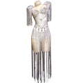 Sexy Leotard Sparkly Tassel Outfit Celebrate Costume Stage Party Singer Dance Wear Fringes Leotard Customized Make Costume