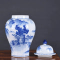 Art Deco Chinese Blue and White Flower Large Porcelain Ceramic Vases for Living Room Desktop Decorations