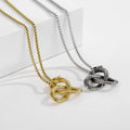 Chinese Gold Stainless Steel Anime Dragon Pendant Necklace with Link Chain for Men-Anniversary & Wedding Gift