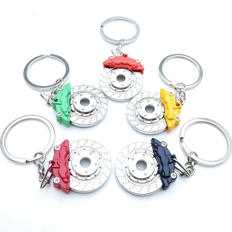 Wholesale Auto Metal Car Keychain Fashion Zinc Alloy Brake Pad Keychain with UV Printing Custom Logo Sublimation for Key
