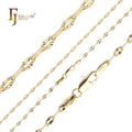 2.5mm FJ Fallon Fashion Jewelry Sequin Sunburst and Lace Chain Plated in 14K Gold Brass Based