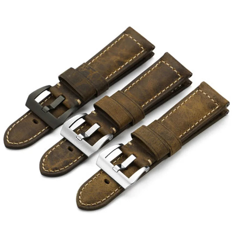Retro Business Genuine Leather Waterproof Handmade Leather Watch Band 18/20/22MM