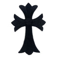Wholesale Top Quality Full Embroidery Texture Black Color Iron on Adhesive Christian Jesus Embroidered Cross Patch
