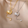 Dina Wholesale Women High Polishing 18K Gold Plated Heart Hollow Butterfly Charm Necklace Stainless Steel Jewelry