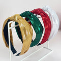 Cross Knot Turban Headband Metallic Glitter Wide-brim Headbands Knotted Christmas Fabric Holiday Hair Accessories MegaBDM