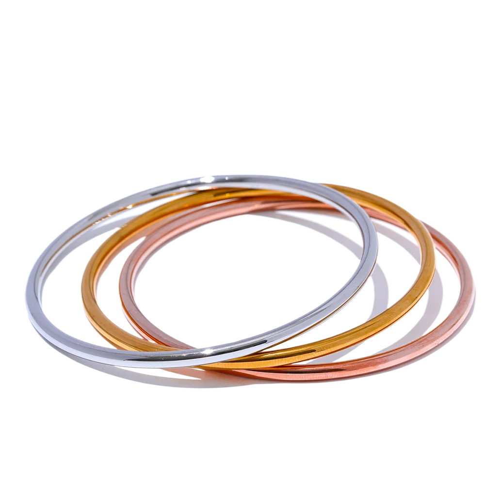 JINYOU 2673 Classic 3.0*60/65mm Stainless Steel Round Bracelet Bangle 18K PVD Stylish Metal Simple Daily Jewelry Waterproof