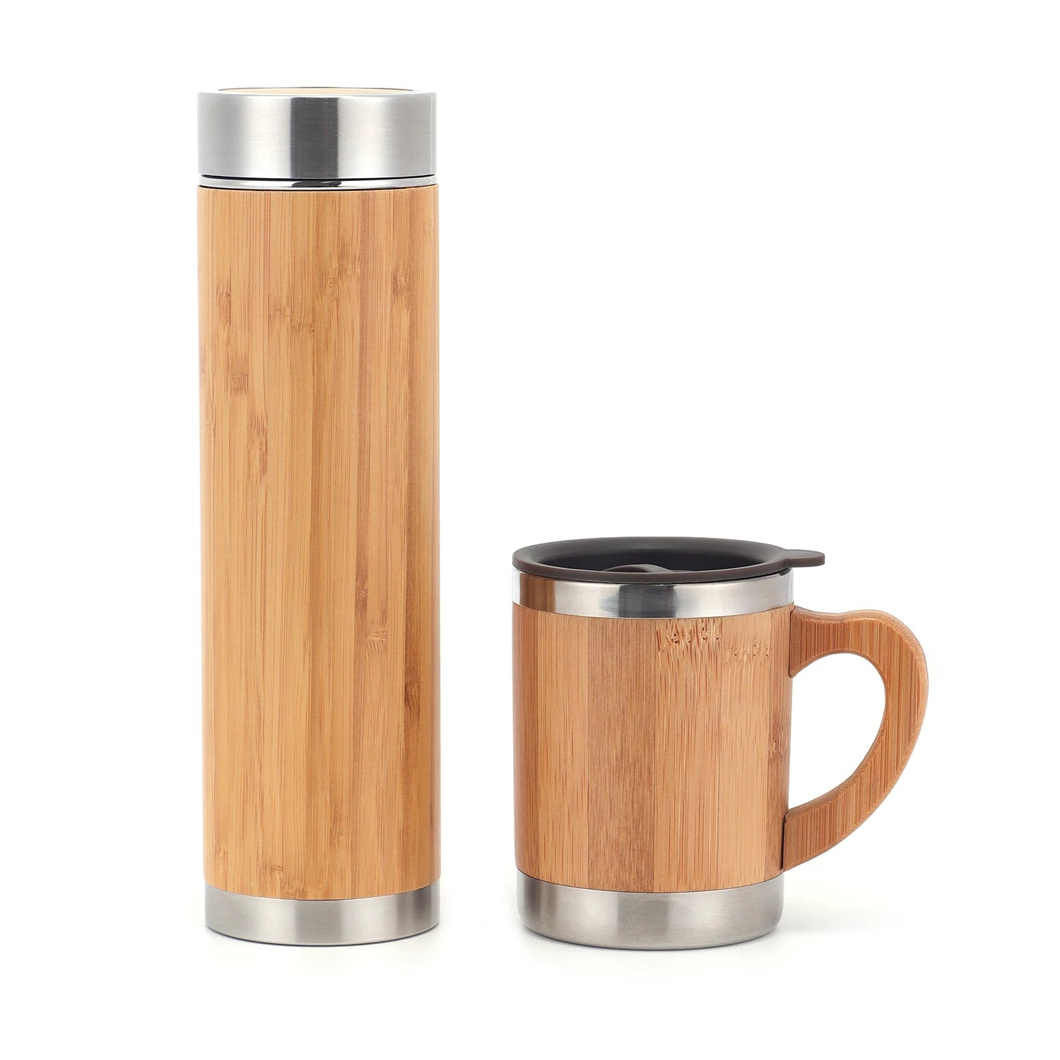500Ml Stainless Steel Bamboo Vacuum Flask Coffee Tea Thermos Flask
