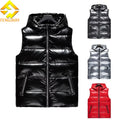 Autumn Hooded Coated Woven Stand Collar Quilted Vest Jacket Bright Color Sleeveless Puff Vest Man