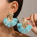 Latest Design Fashion Colourful Circle Flower Tassel Vintage Unique Jewelry Earrings Women