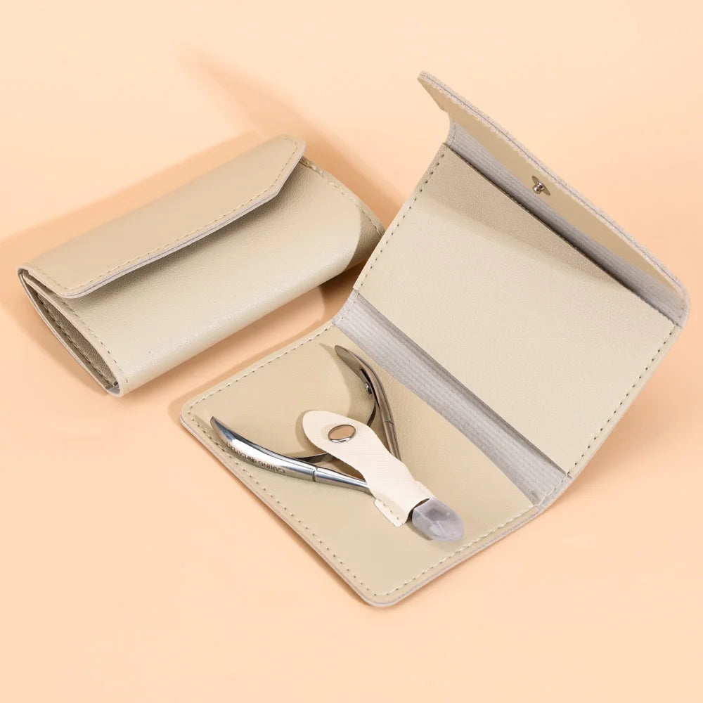 Professional Disposable Stainless Steel Nail Clipper Cuticle Nipper with New Leather Case for Ingrown Nail Care Fingers Toes