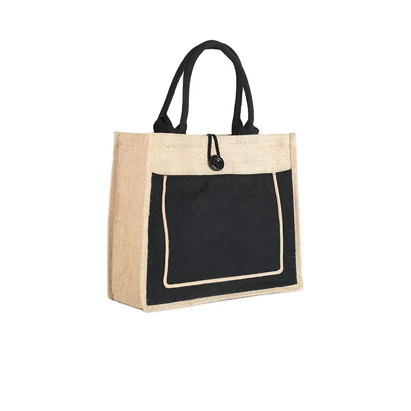 Manufacturer Wholesale Custom Printed Logo Eco Reusable Burlap Handbag Shopping Jute Tote Bag
