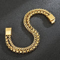 Free Lasering Stainless Steel Bracelets for Men Black Gold Franco and Box Chain Double Layered Bracelet With Magnetic Clasp