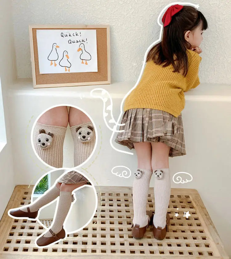 Wholesale Cute 3D Long Socks Baby Toddler Kids Ribbed Cotton Knee High Socks for Baby Girls