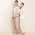 High Quality Golden Eagle Pure Silk Men's Adult 2-Piece Plaid/Plain Dyed Pajamas Sets Breathable Quick Dry Sleepwear