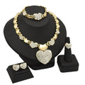 Jachon 2024 New Dubai 18K Gold Heart-shaped Jewelry Set Bridal Necklace Ring Earrings Bracelet Fro Women Wholesale