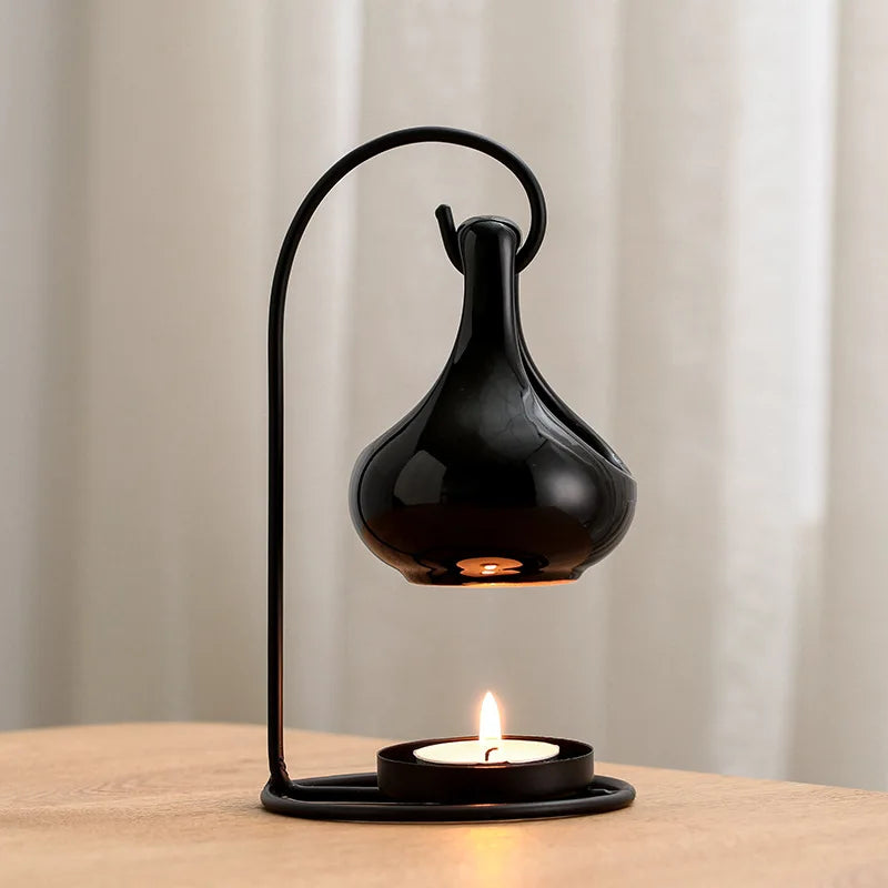2024  Luxury Black Ceramic Wax Melt burner Essential Fragrance Ceramic Oil burner Home Wax burner for Decoration