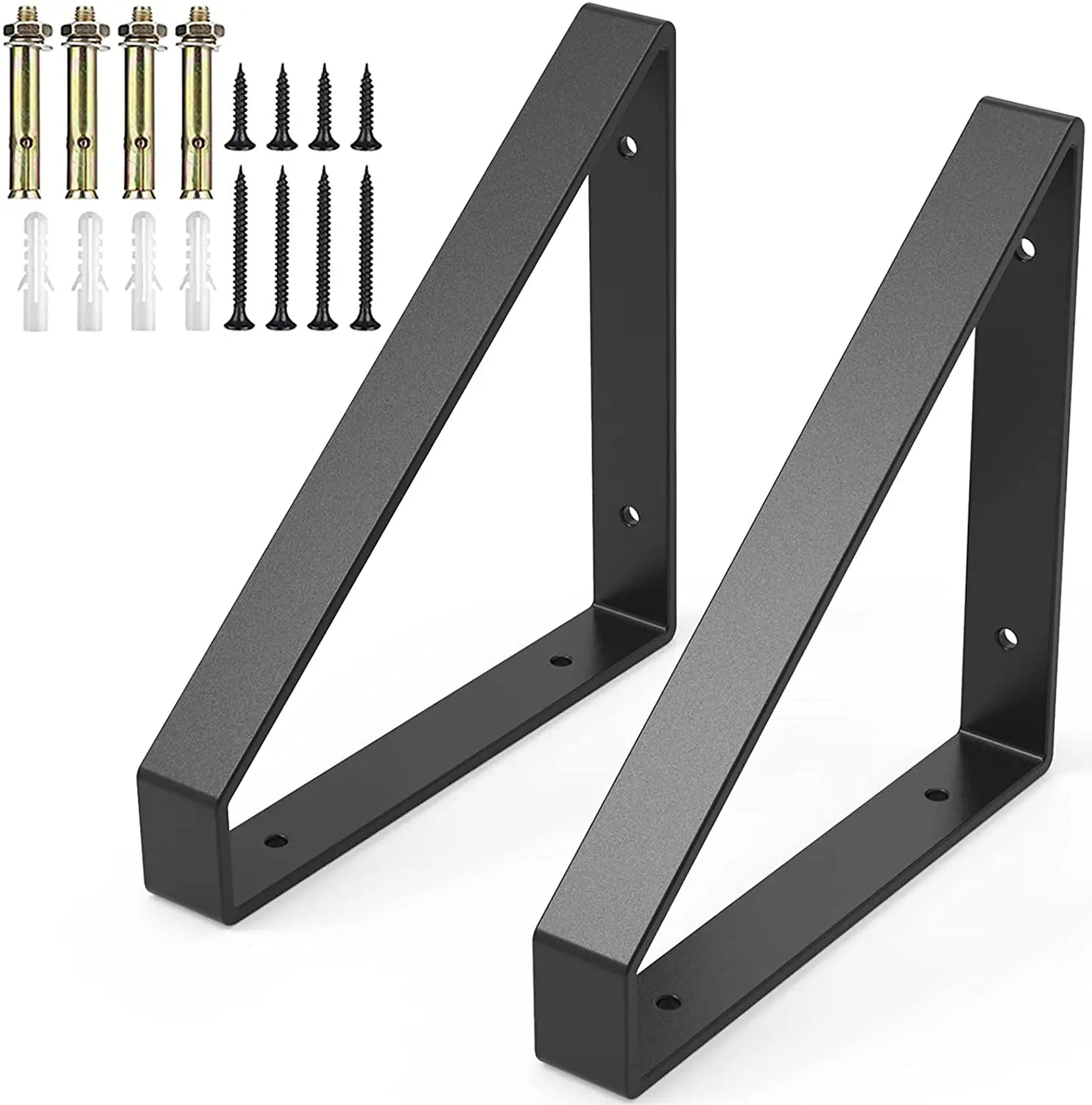 8" Metal Wall Mounted Triangle Bracket with Screws Decorative Shelve Supports for Bedroom Living Room