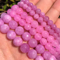 4-12mm Smooth Faceted Natural Semi Gemstone Light Purple Chalcedony Stone Loose Beads for Jewelry DIY Making 15''