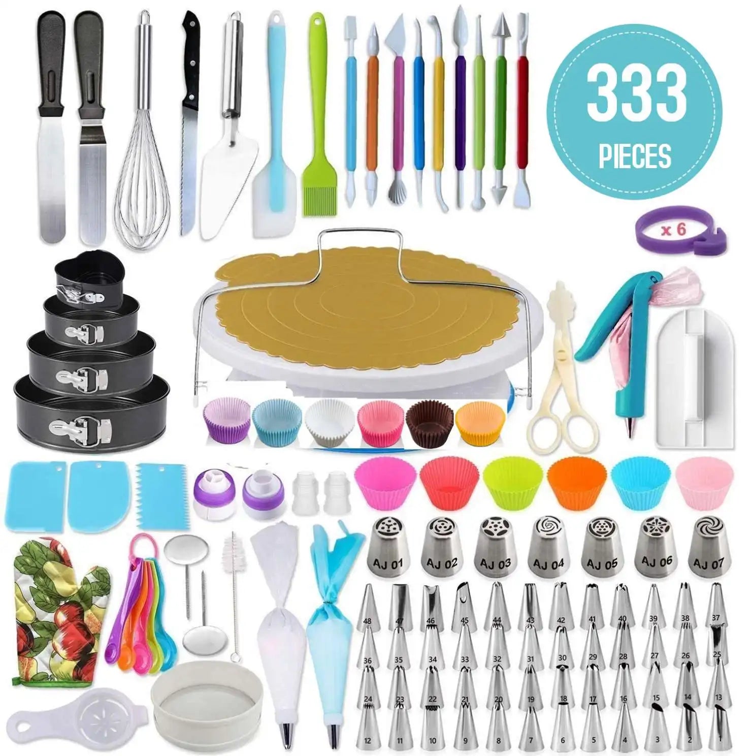 333pcs Cake Decorating Tools Kit Fondant Cake Decoration Tools Pastry Baking