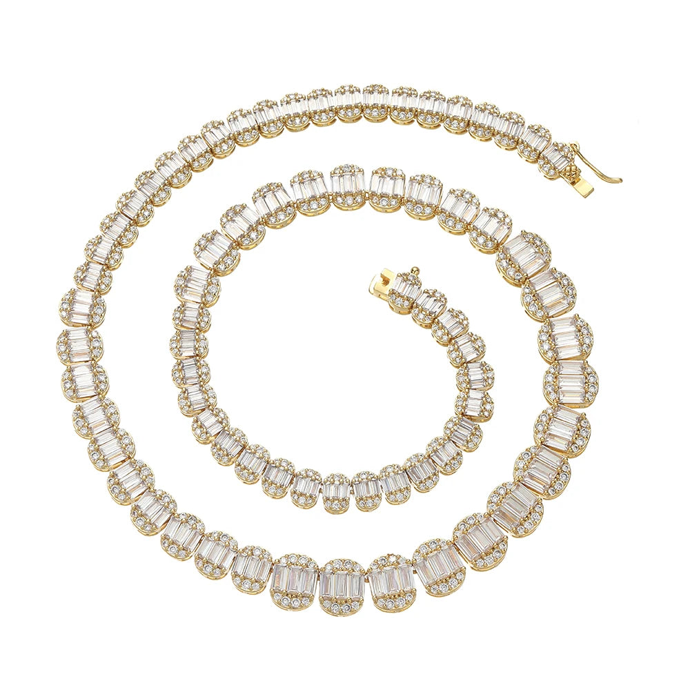 BC132 Hip Hop Jewelry Brass Cubic Zircon Tennis Chain Necklace Men Party Gift