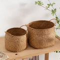 Microeco Large Wicker Grass Storage Basket Eco-Friendly Modern Design for Household Use-Multifunction Sundries Organizer