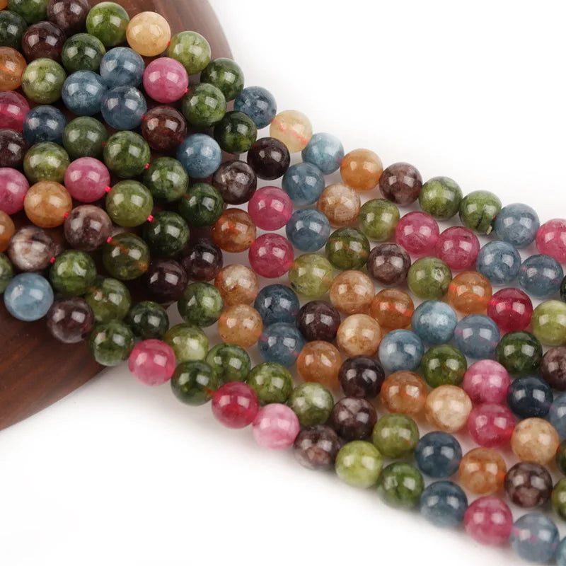 Optimize Colorful Tourmaline Stone Beads for DIY Bracelet Factory Supply Natural Pearl Charm Bracelet