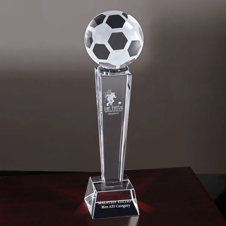 Football Soccer TROPHY CRYSTAL CLEAR GLASS ORNAMENT TROPHY GIFT MH-NJ0050