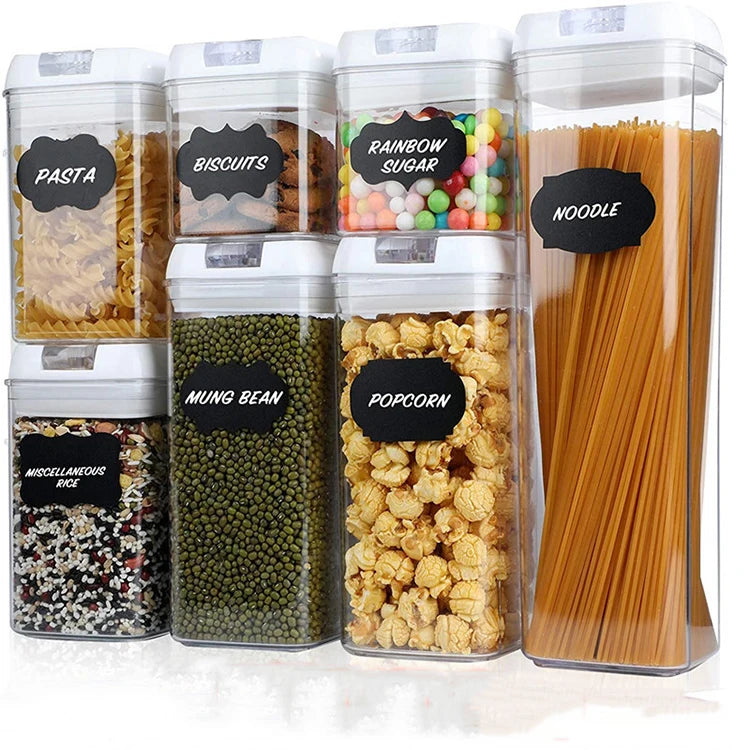 Pasta Seal Plastic Transparent Large Grain Dry Food Clear Kitchen Plastic Airtight Food Storage Cereal Container With Lids