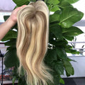 Topper  With Mono Base Women Topper  Remy Virgin Hair 100% Real Human Hair Golden Highlights Brown  Topper